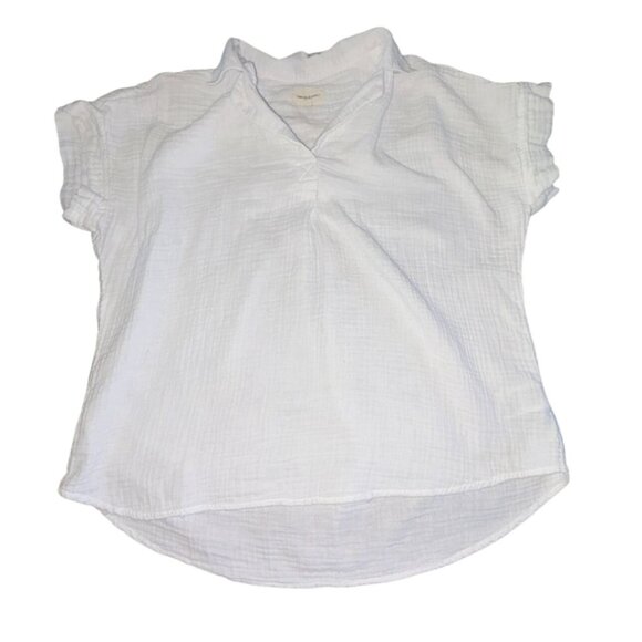Thread & Supply Womens Short Sleeve, Collared Blouse-White-Size S-GUC - Picture 1 of 4